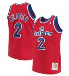 Men Bullets Chris Webber Red 2 Mitch Ness NBA Jersey Men Bullets Chris Webber Red 2 Mitch Ness NBA Jersey