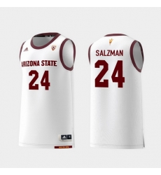 Men Arizona State Sun Devils Jordan Salzman White Replica College Basketball Jersey