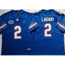 Men Florida Gators White #2 DJ LAGWAY Blue Stitched NCAA Jersey