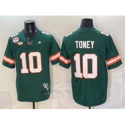 Men Miami Hurricanes 10 Malachi Toney Green F U S E  Fiesta Bowl Champions  26 Florida Patch Stitched Football Jersey