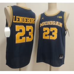 Men Michigan Wolverines 23 Yaxel Lendeborg Navy 2025 Vapor Limited Stitched Football Jersey