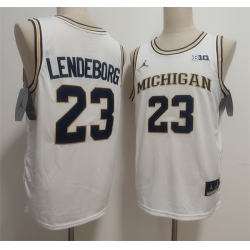 Men Michigan Wolverines 23 Yaxel Lendeborg White 2025 Vapor Limited Stitched Football Jersey
