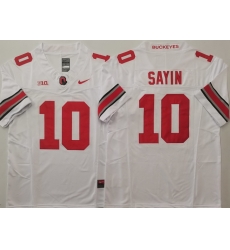 Men Ohio State Buckeyes #10 Julian Sayin White Stitched F U S E NCAA Jersey II Men Ohio State Buckeyes #10 Julian Sayin White Stitched F U S E NCAA Jersey II