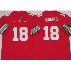 Men Ohio State Buckeyes #18 Will Howard Red Stitched NCAA Jersey