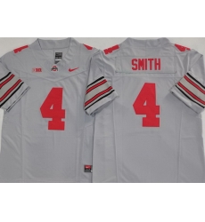 Men Ohio State Buckeyes #4 Jeremiah Smith Gray Stitched NCAA Jersey