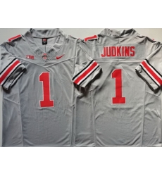 Men Ohio State Buckeyes GRAY #1 Quinshon Judkins F U S E Stitched NAAA Jersey