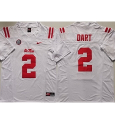 Men Ole Miss Rebels White #2 Jaxson Dart white Stitched NCAA Jersey
