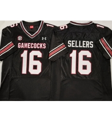 Men South Carolina Gamecock Black #16 LaNorris SELLERS Red Stitched NCAA Jersey