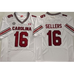 Men South Carolina Gamecock White #16 LaNorris SELLERS White Stitched NCAA Jersey