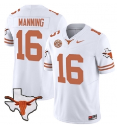 Men Texas Longhorns #16 Arch Manning White F U S E LIMITED Jersey