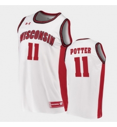 Men Wisconsin Badgers Micah Potter Replica White College Basketball Jersey Men Wisconsin Badgers Micah Potter Replica White College Basketball Jersey