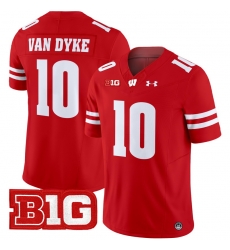 Men Youth Wisconsin Badgers 10 Tyler Van Dyke Red 2024 Vapor Limited Jersey All Stitched