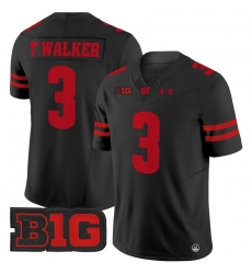 Men Youth Wisconsin Badgers 3 Tawee Walker Black 2024 Vapor Limited Jersey All Stitched