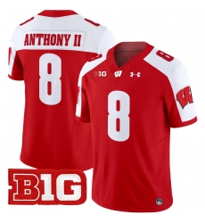 Men Youth Wisconsin Badgers 8 Vinny Anthony II Red Alternate 2024 Vapor Limited Jersey All Stitched