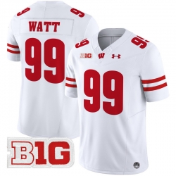 Men Youth Wisconsin Badgers 99 J J Watt White 2024 Vapor Limited Jersey All Stitched