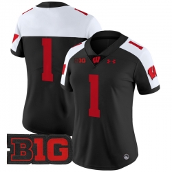Women Wisconsin Badgers 1 Team Black Alternate 2024 Vapor Limited Jersey All Stitched