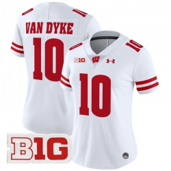 Women Wisconsin Badgers 10 Tyler Van Dyke White 2024 Vapor Limited Jersey All Stitched