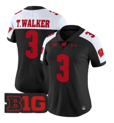 Women Wisconsin Badgers 3 Tawee Walker Black Alternate 2024 Vapor Limited Jersey All Stitched
