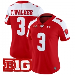 Women Wisconsin Badgers 3 Tawee Walker Red Alternate 2024 Vapor Limited Jersey All Stitched