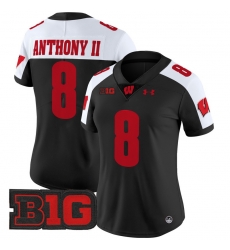 Women Wisconsin Badgers 8 Vinny Anthony II Black Alternate 2024 Vapor Limited Jersey All Stitched