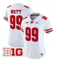Women Wisconsin Badgers 99 J J Watt White 2024 Vapor Limited Jersey All Stitched