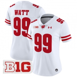 Women Wisconsin Badgers 99 J J Watt White 2024 Vapor Limited Jersey All Stitched