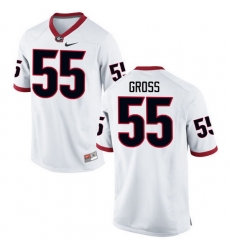 Men Georgia Bulldogs #55 Jacob Gross College Football Jerseys-White Men Georgia Bulldogs #55 Jacob Gross College Football Jerseys-White