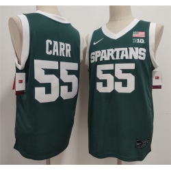 Men Michigan State Spartans Green  55 Coen Carr Green Stitched Jersey