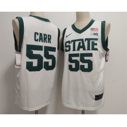 Men Michigan State Spartans Green  55 Coen Carr White Stitched Jersey