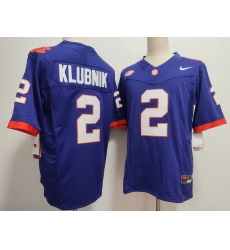 Men Clemson Tigers Purple #2 Cade Klubnik Stitched F U S E NCAA Jersey II