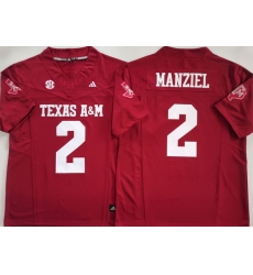 Men Texas A&M Aggies #2 Johnny Manziel Red Stitched NCAA Jersey