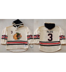 Men Chicago Blackhawks 3 Pierre Pilote Cream Heavyweight Pullover Hoodie Stitched NHL Jersey Men Chicago Blackhawks 3 Pierre Pilote Cream Heavyweight Pullover Hoodie Stitched NHL Jersey