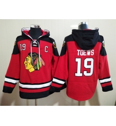 Men Chicago Blackhawks Jonathan Toews 19 Red Stitched NHL Hoodie Men Chicago Blackhawks Jonathan Toews 19 Red Stitched NHL Hoodie