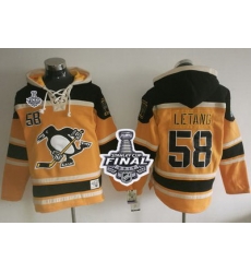 Men Pittsburgh Penguins 58 Kris Letang Gold Sawyer Hooded Sweatshirt 2017 Stanley Cup Final Patch Stitched NHL Jersey Men Pittsburgh Penguins 58 Kris Letang Gold Sawyer Hooded Sweatshirt 2017 Stanley Cup Final Patch Stitched NHL Jersey