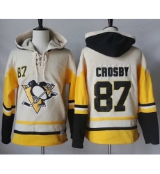 Men Pittsburgh Penguins 87 Sidney Crosby Cream Gold Sawyer Hooded Sweatshirt Stitched NHL Jersey Men Pittsburgh Penguins 87 Sidney Crosby Cream Gold Sawyer Hooded Sweatshirt Stitched NHL Jersey