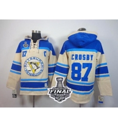 Men Pittsburgh Penguins 87 Sidney Crosby Cream Sawyer Hooded Sweatshirt 2017 Stanley Cup Final Patch Stitched NHL Jersey Men Pittsburgh Penguins 87 Sidney Crosby Cream Sawyer Hooded Sweatshirt 2017 Stanley Cup Final Patch Stitched NHL Jersey