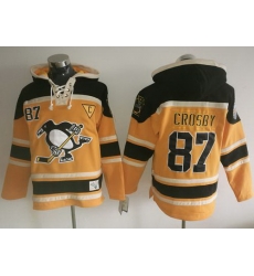 Men Pittsburgh Penguins 87 Sidney Crosby Gold Sawyer Hooded Sweatshirt Stitched NHL Jersey Men Pittsburgh Penguins 87 Sidney Crosby Gold Sawyer Hooded Sweatshirt Stitched NHL Jersey