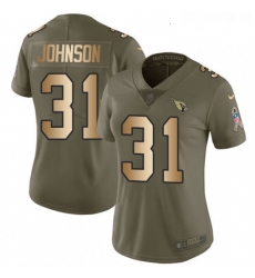 Womens Nike Arizona Cardinals 31 David Johnson Limited OliveGold 2017 Salute to Service NFL Jersey