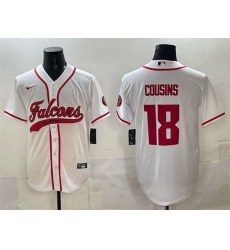 Men Atlanta Falcons 18 Kirk Cousins White With Patch Cool Base Stitched Baseball Jersey