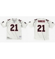 Men Atlanta Falcons 21 Deion Sanders White 1992 Throwback Stitched Football Jersey