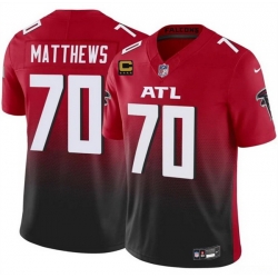 Men Atlanta Falcons 70 Jake Matthews Red Black 2025 F U S E With 4 Star C Patch Vapor Untouchable Limited Stitched Football Jersey