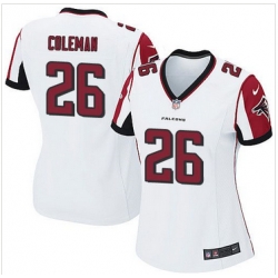 Women Nike Falcons #26 Tevin Coleman White Stitched NFL Elite Jersey