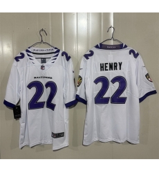 Men Baltimore Ravens  22 Derrick Henry White 2026 Vapor Stitched Limited Football Jersey