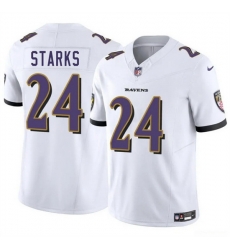 Men Baltimore Ravens 24 Malaki Starks White 2025 Draft F U S E  Vapor Limited Football Jersey