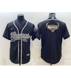 Men Baltimore Ravens Black Reflective Team Big Logo With Patch Cool Base Stitched Men Baltimore Ravens Black Reflective Team Big Logo With Patch Cool Base Stitched