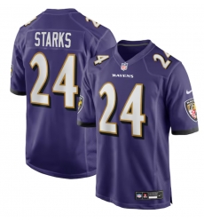 Men Nike Malaki Starks #24 Purple Baltimore Ravens 2025 NFL Jersey