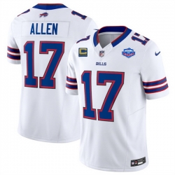 Men Buffalo Bills 17 Josh Allen White 2025 F U S E  With Farewell Patch And 4 Star C Patch Vapor Untouchable Limited Stitched Football Jersey