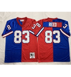 Men Buffalo Bills 83 Andre Reed Blue Red Splite Throwback Stitched Jersey