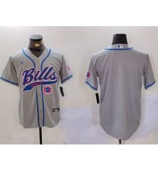 Men Buffalo Bills Grey Team Blank Cool Base Stitched Baseball Jersey 2 Men Buffalo Bills Grey Team Blank Cool Base Stitched Baseball Jersey 2
