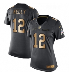 Womens Nike Buffalo Bills 12 Jim Kelly Limited BlackGold Salute to Service NFL Jersey Womens Nike Buffalo Bills 12 Jim Kelly Limited BlackGold Salute to Service NFL Jersey